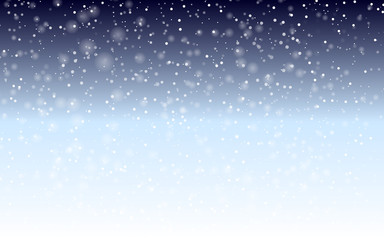 Falling snow background. Holiday landscape with snowfall. Vector illustration. Winter snowing sky. Eps 10.