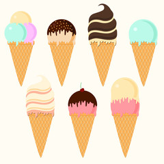 Set of ice cream cones