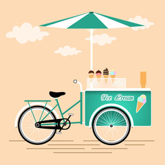 Ice cream bicycle cart vintage design