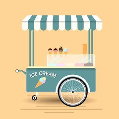 Obraz premium Ice cream bicycle cart vintage design