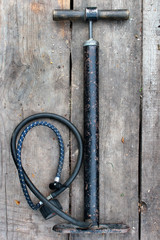 Old hand air pump with manometer