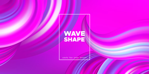Wave 3d Poster with Colorful Liquid Shapes.