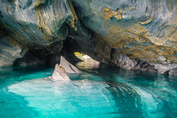 marble caves (Capillas del Marmol). General Carrera lake also called Lago Buenos Aires. North of Patagonia. Chile