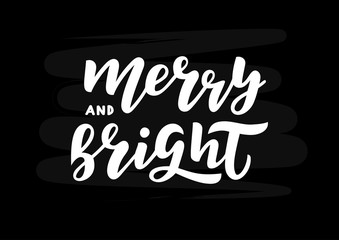 Merry and bright hand drawn lettering