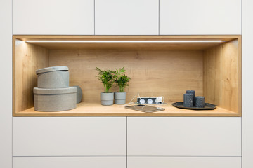 Detail of white wooden closet