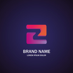 Letter Z or number 2 logo, design template elements.