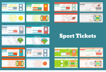 Set of sport tickets: baseball, basketball, soccer, football, tennis in 2 variants each