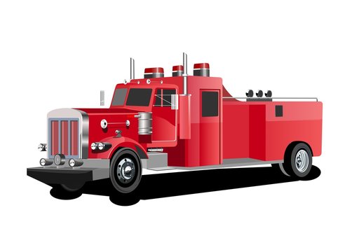 Vector 3d style illustration of red fire truck vector.