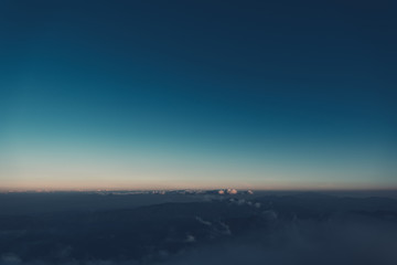 Evening light Sky and fog on the mountain in the evening 