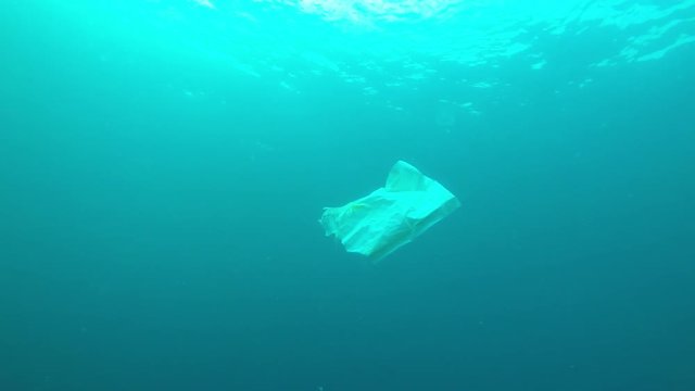 Plastic bag pollution in ocean 