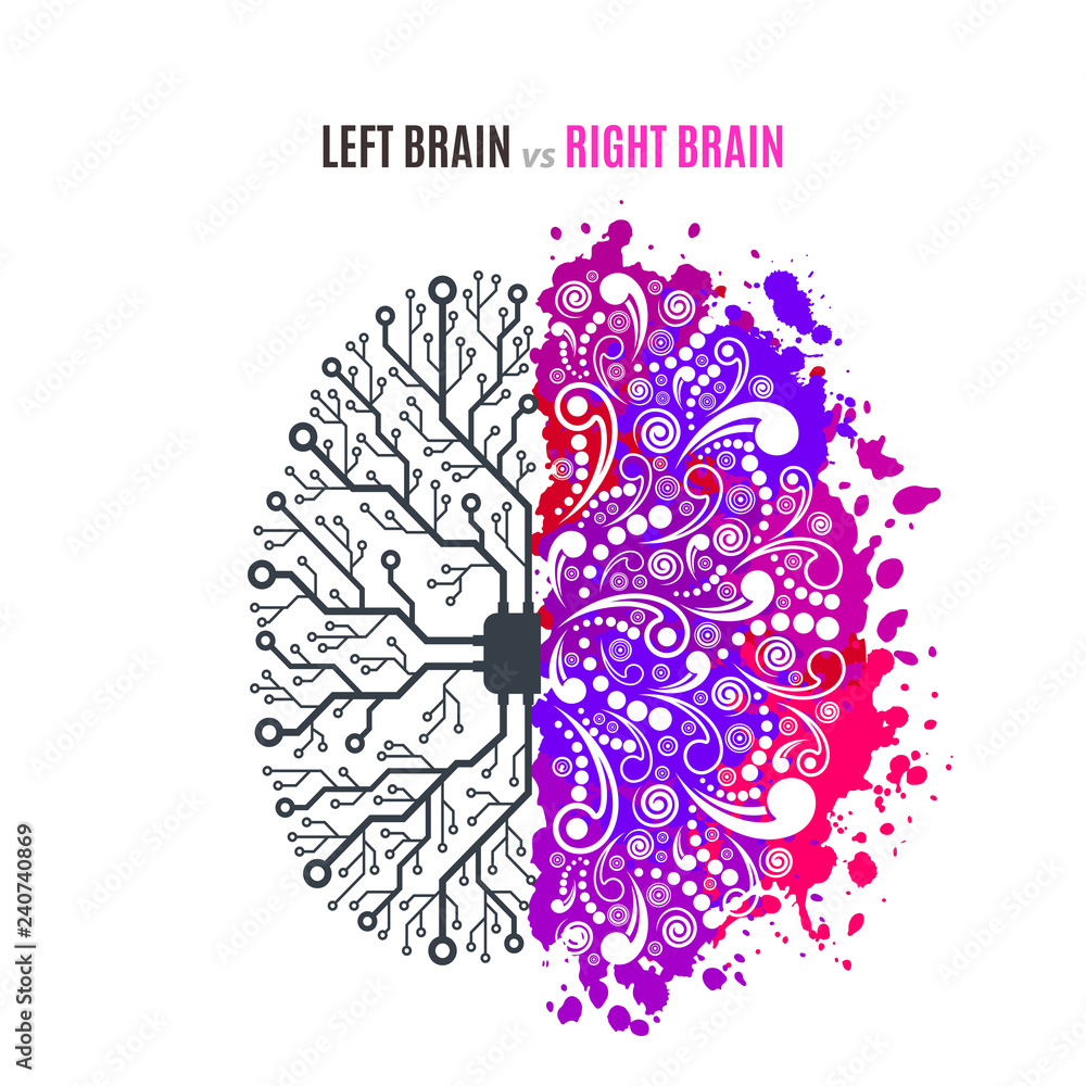 Wall mural left and right brain concept