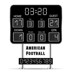 American football scoreboard with infographics
