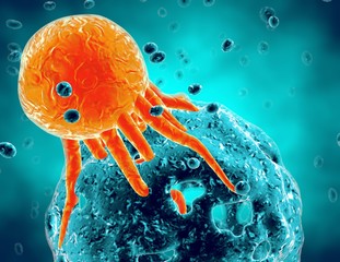 Cancerous cell, tumor disease abstract illustration.