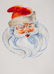 Santa Claus portrait - drawn watercolor artistic illustration