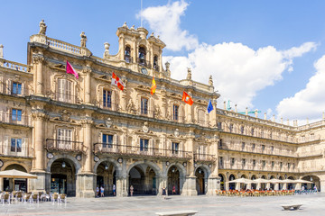 Fototapeta na wymiar Main square called iPlaza Mayor in Salamanca, Leon, Spain