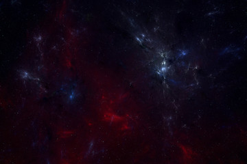 Fototapeta na wymiar Abstract sci-fi space background with nebula and mysterious light. Star field with galaxies and colorful blue and red nebula