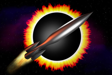 Rakete und Korona der Sonne © pixelschoen