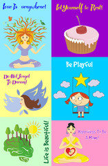 Fototapeta premium Bright and beautiful illustration with positive quotes.