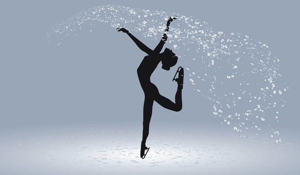 Figure skating - woman on a beautiful abstract background - vector