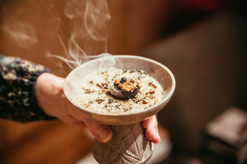 Traditional (esoteric) incense ritual at Sylvester and Christmas, smoke