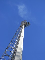 Low angle view of floodlights, Tirana, Albania
