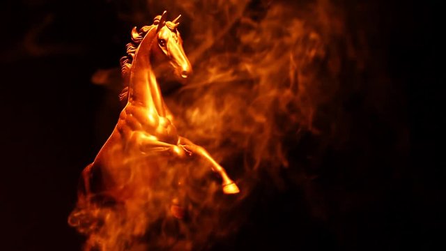 black horse figure smoke dark background hd footage 