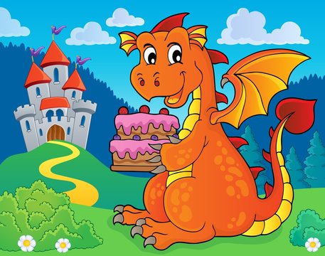 Dragon holding cake theme image 3