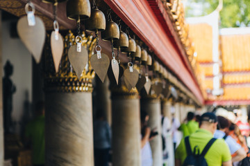 Golden holy bell at Thai Marble Temple (Wat Benchamabophit Dusitvanaram) in Bangkok, Thailand
