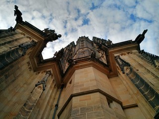 Fototapeta na wymiar Low angle view of St. Vitus Cathedral at Prague, Czech Republic