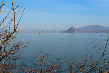 Far East. View of the sea, clouds, rocks.
