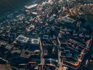 Aerial Drone shot of Furtwangen in the middle of Black Forest in Germany