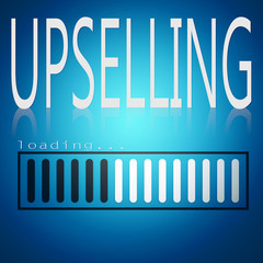 Upselling word with blue loading bar