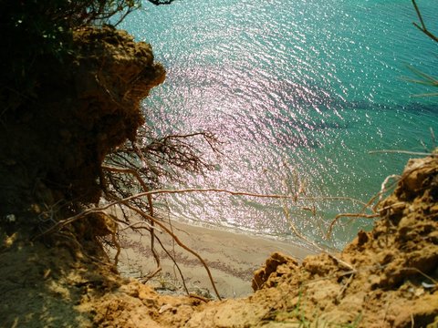 View of the Adriatic sea from a precipice at Rodon Cape, Albania