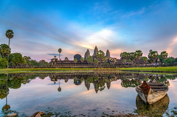 Fototapeta na wymiar HDR Image of Angkor Wat Temple, Siem Reap, Cambodia 