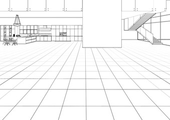 3d illustration. The sketch of the loft apartments