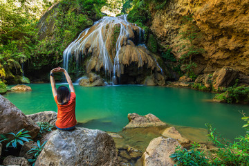 Koh-Laung waterfall, Beautiful waterwall in Mae Ping national park  Lamphun  province, ThaiLand.