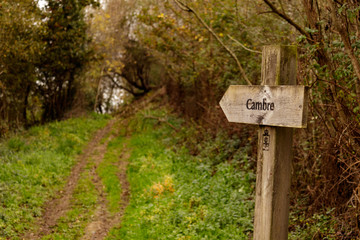 Signpost to Cambre in Coruna Spain