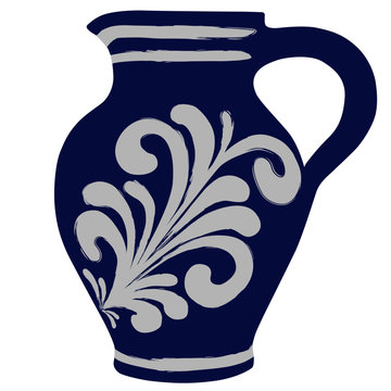 Bembel f&uuml;r Apfelwein, typisch in Frankfurt, Hessen Apfelwein Bembel, Tonkrug aus Hessen, Vektorgrafik