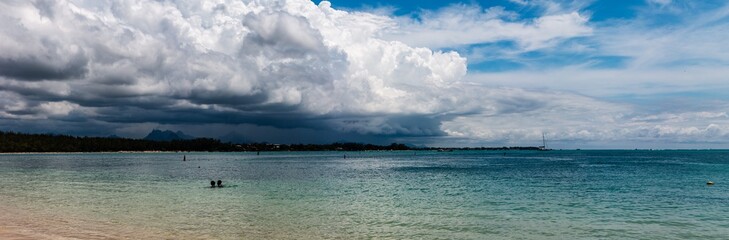 sea and blue white sky