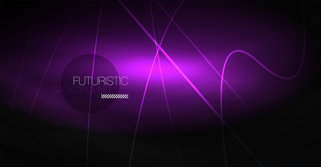 Digital technology abstract background - neon geometric design. Abstract glowing lines. Colorful techno background. Futuristic shape.