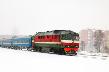 train in the snow