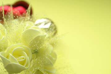 Fototapeta premium yellow background with yellow roses