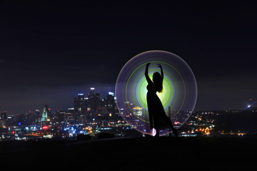 Colorful Long Exposure Image of a Woman