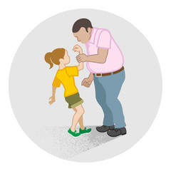 Little girl who is grabbed her arm by the adult man - Child Abuse concept art