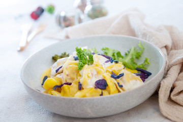 Tortellini Ham Sauce with ham and Parmesan cheese
