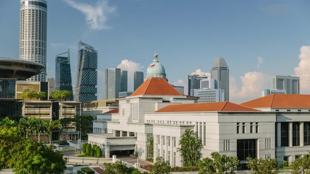 Timelapse of Parliament in Singapore from Boat Quay. ProRes 422 in 4k