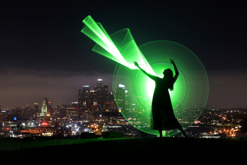 Colorful Long Exposure Image of a Woman