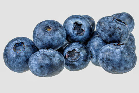 Bunch of blueberries on white background