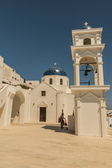 Santorini Fira, Greece - landscape with dome of church