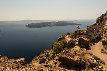 Santorini Fira, Greece - landscape with volcanic rocks